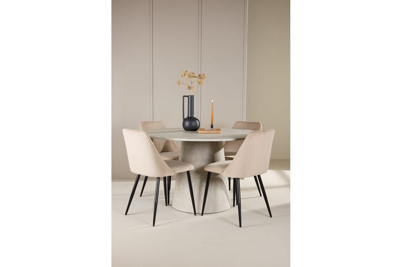 Matgrupp Lanzo Runt 120 cm med 4st Night Stolar Beige - Beige - Möbler - Matplats - Matgrupp & matbord med stolar