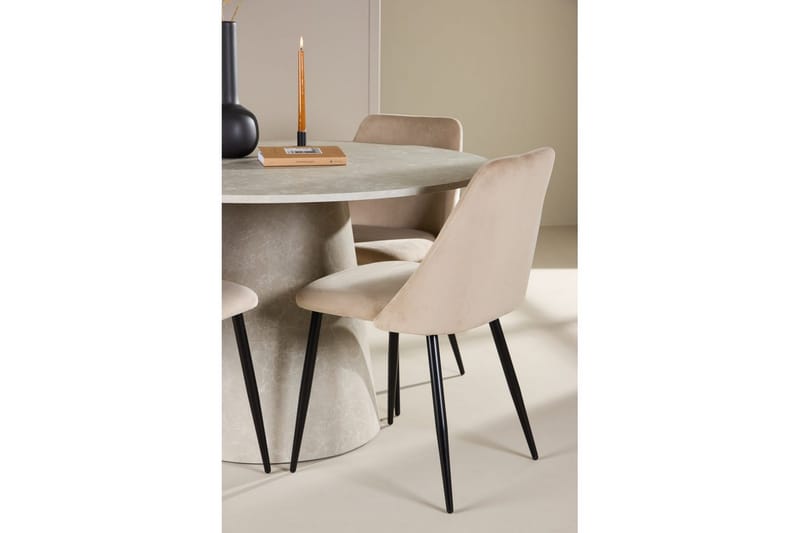 Matgrupp Lanzo Runt 120 cm med 4st Night Stolar Beige - Beige - Möbler - Matplats - Matgrupp & matbord med stolar