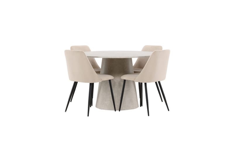 Matgrupp Lanzo Runt 120 cm med 4st Night Stolar Beige, Beige