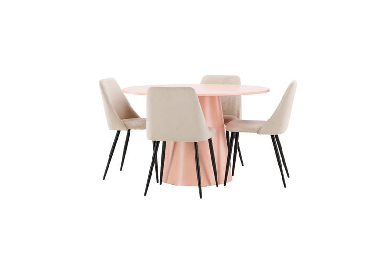 Matgrupp Lanzo Runt 120 cm med 4st Night Stolar Rosa - Rosa - Möbler - Matplats - Matgrupp & matbord med stolar