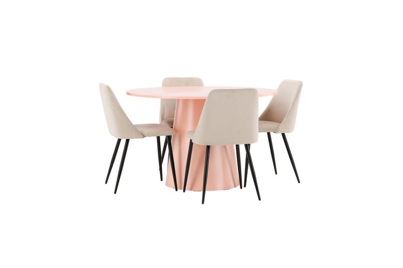 Matgrupp Lanzo Runt 120 cm med 4st Night Stolar Rosa - Rosa - Möbler - Matplats - Matgrupp & matbord med stolar
