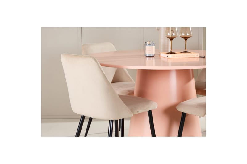 Matgrupp Lanzo Runt 120 cm med 4st Night Stolar Rosa - Rosa - Möbler - Matplats - Matgrupp & matbord med stolar