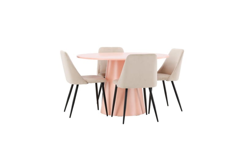 Matgrupp Lanzo Runt 120 cm med 4st Night Stolar Rosa - Rosa - Möbler - Matplats - Matgrupp & matbord med stolar