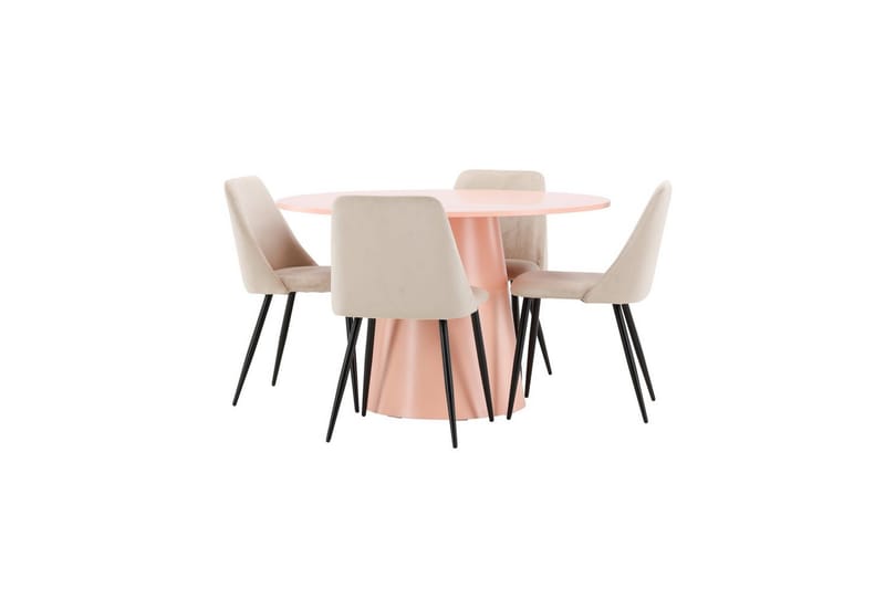 Matgrupp Lanzo Runt 120 cm med 4st Night Stolar Rosa - Rosa - Möbler - Matplats - Matgrupp & matbord med stolar