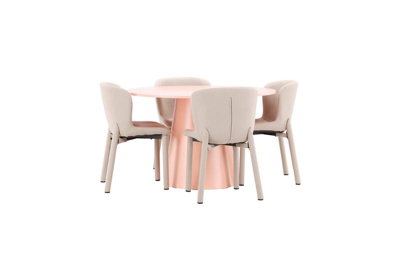 Matgrupp Lanzo Runt 120 cm Rosa med 4st Astoria Stolar Beige - Beige - Möbler - Matplats - Matgrupp & matbord med stolar