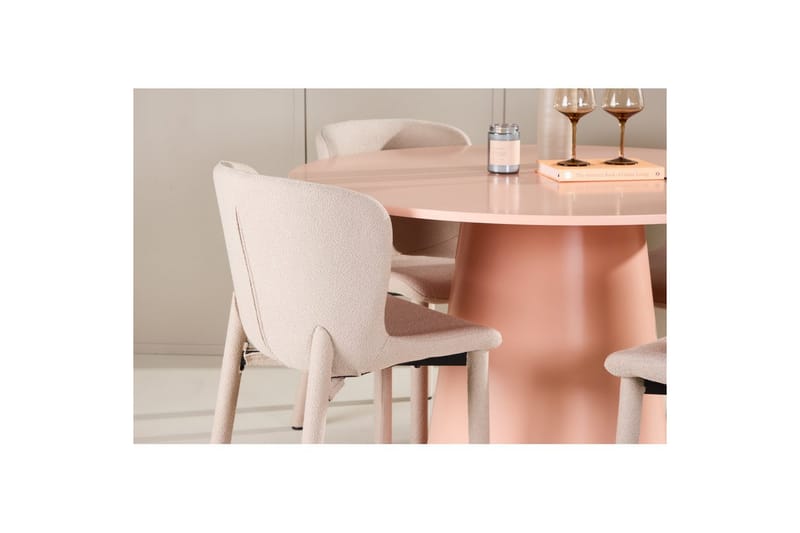 Matgrupp Lanzo Runt 120 cm Rosa med 4st Astoria Stolar Beige - Beige - Möbler - Matplats - Matgrupp & matbord med stolar