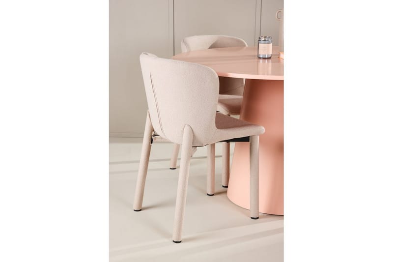 Matgrupp Lanzo Runt 120 cm Rosa med 4st Astoria Stolar Beige - Beige - Möbler - Matplats - Matgrupp & matbord med stolar
