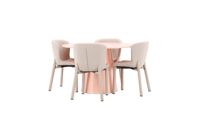Matgrupp Lanzo Runt 120 cm Rosa med 4st Astoria Stolar Beige - Beige - Möbler - Matplats - Matgrupp & matbord med stolar