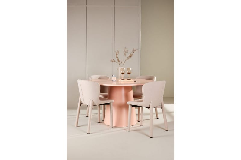Matgrupp Lanzo Runt 120 cm Rosa med 4st Astoria Stolar Beige - Beige - Möbler - Matplats - Matgrupp & matbord med stolar