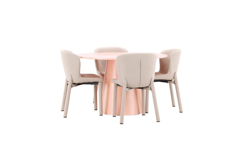 Matgrupp Lanzo Runt 120 cm Rosa med 4st Astoria Stolar Beige - Beige - Möbler - Matplats - Matgrupp & matbord med stolar