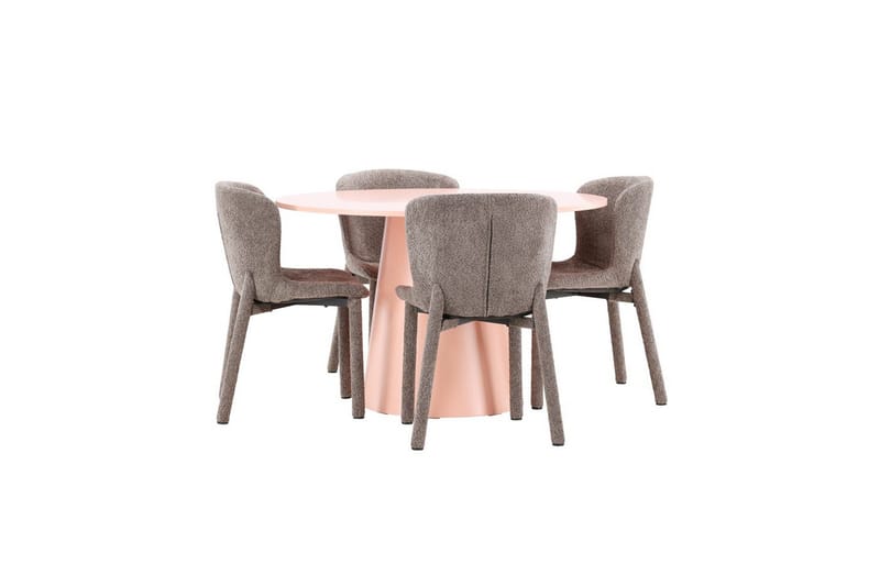 Matgrupp Lanzo Runt 120 cm Rosa med 4st Astoria Stolar Brun - Brun - Möbler - Matplats - Matgrupp & matbord med stolar