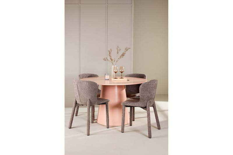Matgrupp Lanzo Runt 120 cm Rosa med 4st Astoria Stolar Brun - Brun - Möbler - Matplats - Matgrupp & matbord med stolar