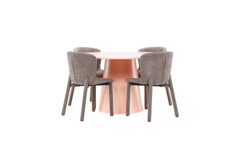 Matgrupp Lanzo Runt 120 cm Rosa med 4st Astoria Stolar Brun - Brun - Möbler - Matplats - Matgrupp & matbord med stolar