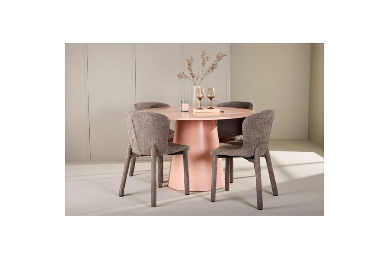Matgrupp Lanzo Runt 120 cm Rosa med 4st Astoria Stolar Brun - Brun - Möbler - Matplats - Matgrupp & matbord med stolar