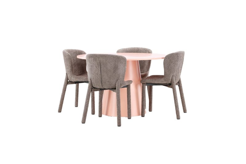Matgrupp Lanzo Runt 120 cm Rosa med 4st Astoria Stolar Brun - Brun - Möbler - Matplats - Matgrupp & matbord med stolar