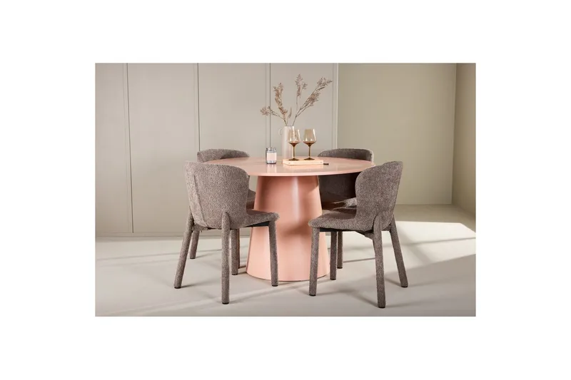 Matgrupp Lanzo Runt 120 cm Rosa med 4st Astoria Stolar Brun - Brun - Möbler - Matplats - Matgrupp & matbord med stolar
