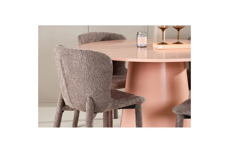 Matgrupp Lanzo Runt 120 cm Rosa med 4st Astoria Stolar Brun - Brun - Möbler - Matplats - Matgrupp & matbord med stolar