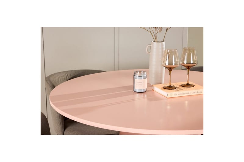 Matgrupp Lanzo Runt 120 cm Rosa med 4st Edina Stolar Svart / Brun - Svart / Brun - Möbler - Matplats - Matgrupp & matbord med stolar