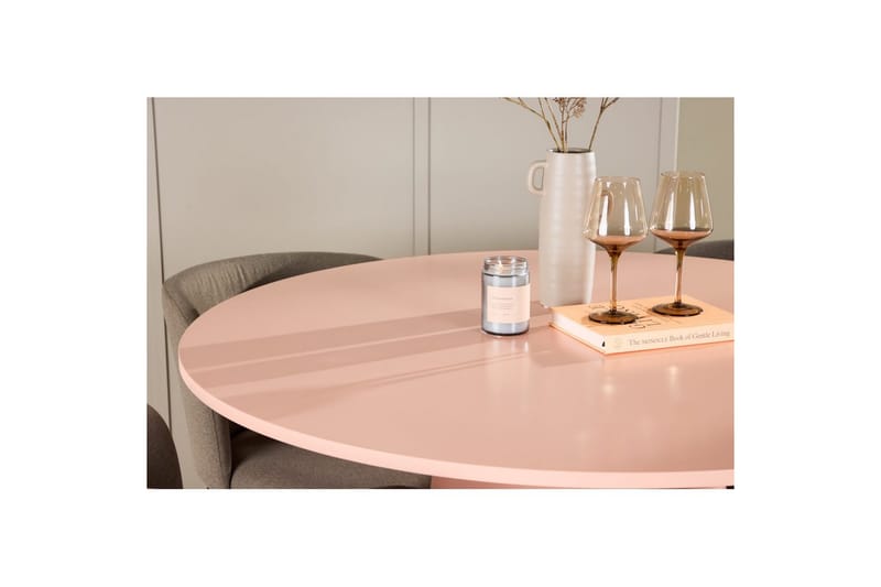Matgrupp Lanzo Runt 120 cm Rosa med 4st Edina Stolar Svart / Brun - Svart / Brun - Möbler - Matplats - Matgrupp & matbord med stolar