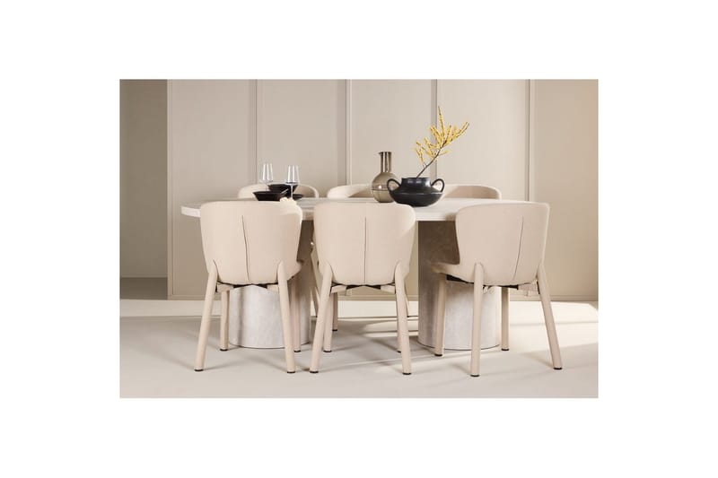 Matgrupp Narvik 100x200 cm Beige med 6st Astoria Stolar Beige - Beige - Möbler - Matplats - Matgrupp & matbord med stolar