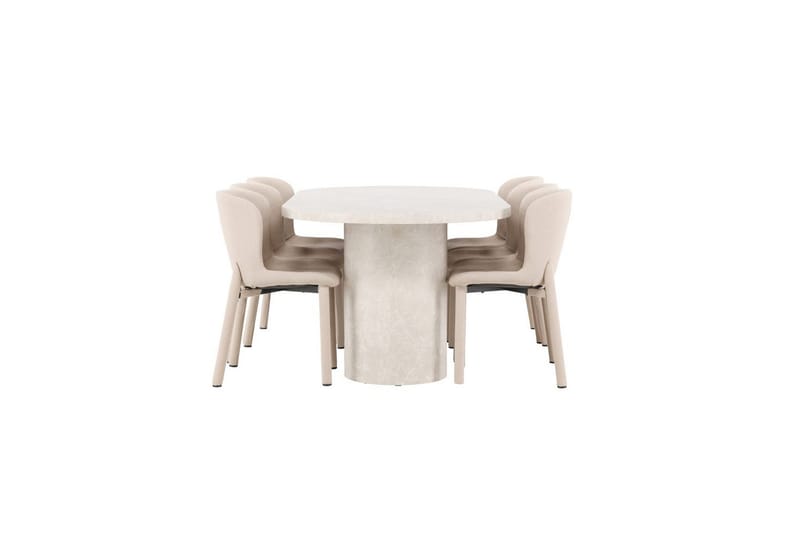 Matgrupp Narvik 100x200 cm Beige med 6st Astoria Stolar Beige - Beige - Möbler - Matplats - Matgrupp & matbord med stolar