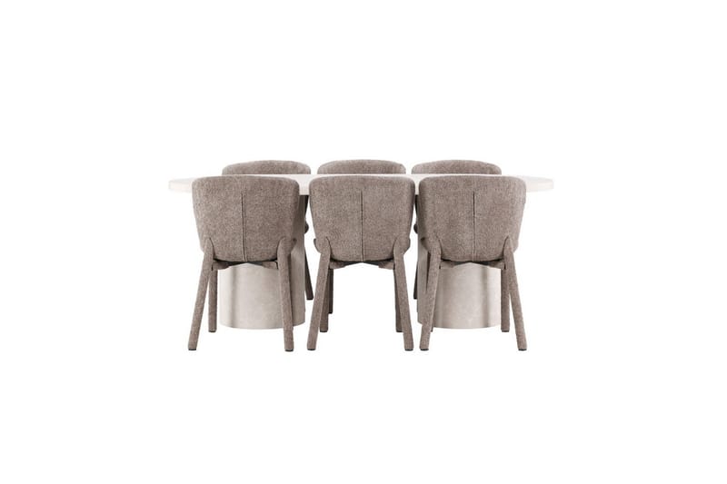 Matgrupp Narvik 100x200 cm Beige med 6st Astoria Stolar Brun, Brun