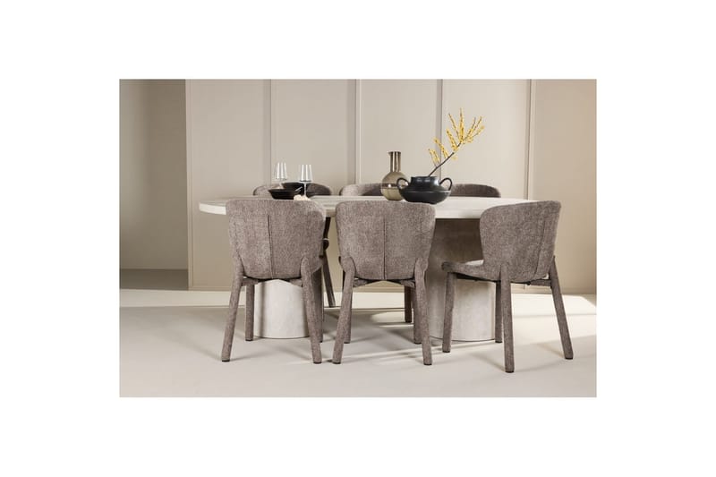 Matgrupp Narvik 100x200 cm Beige med 6st Astoria Stolar Brun - Brun - Möbler - Matplats - Matgrupp & matbord med stolar