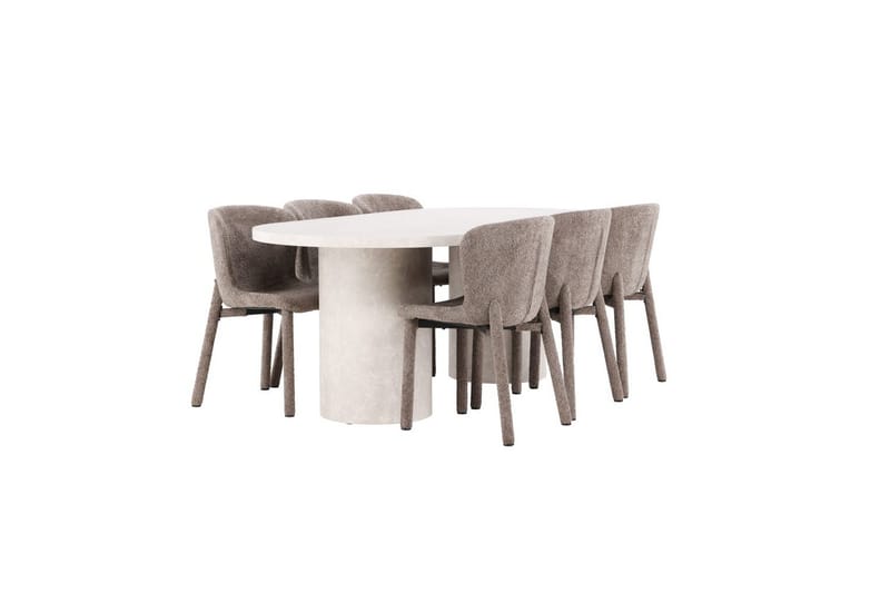 Matgrupp Narvik 100x200 cm Beige med 6st Astoria Stolar Brun - Brun - Möbler - Matplats - Matgrupp & matbord med stolar