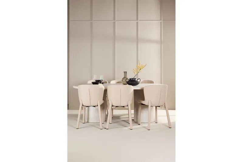 Matgrupp Narvik 100x200 cm Beige med 6st Astoria Stolar - Möbler - Matplats - Matgrupp & matbord med stolar