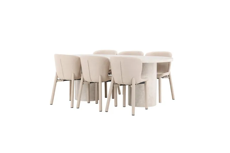 Matgrupp Narvik 100x200 cm Beige med 6st Astoria Stolar - Möbler - Matplats - Matgrupp & matbord med stolar