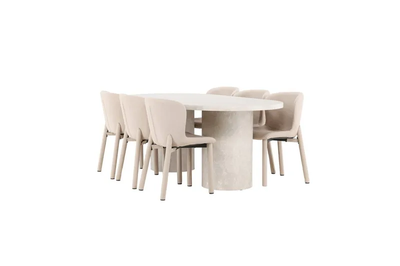 Matgrupp Narvik 100x200 cm Beige med 6st Astoria Stolar - Möbler - Matplats - Matgrupp & matbord med stolar