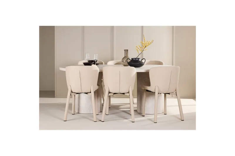 Matgrupp Narvik 100x200 cm Beige med 6st Astoria Stolar - Möbler - Matplats - Matgrupp & matbord med stolar