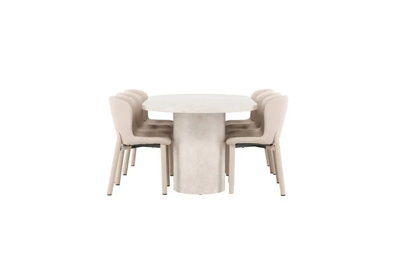 Matgrupp Narvik 100x200 cm Beige med 6st Astoria Stolar - Möbler - Matplats - Matgrupp & matbord med stolar