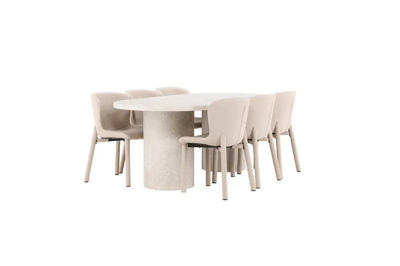 Matgrupp Narvik 100x200 cm Beige med 6st Astoria Stolar - Möbler - Matplats - Matgrupp & matbord med stolar