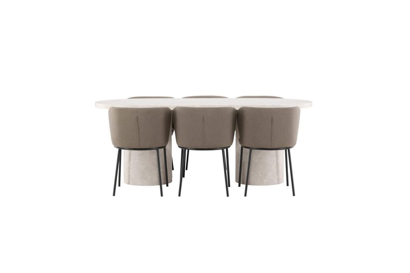 Matgrupp Narvik 100x200 cm Beige med 6st Edina Stolar Svart / Brun, Svart / Brun