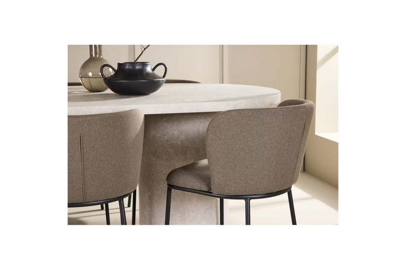 Matgrupp Narvik 100x200 cm Beige med 6st Edina Stolar Svart / Brun - Svart / Brun - Möbler - Matplats - Matgrupp & matbord med stolar