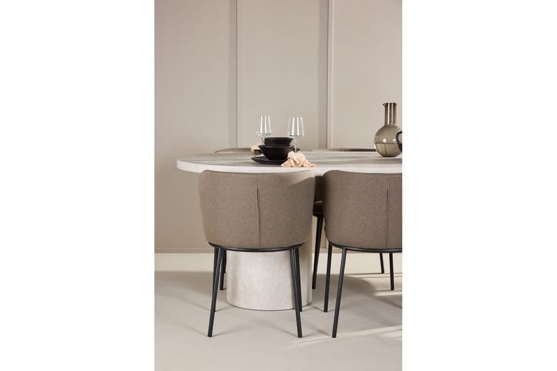 Matgrupp Narvik 100x200 cm Beige med 6st Edina Stolar Svart / Brun - Svart / Brun - Möbler - Matplats - Matgrupp & matbord med stolar