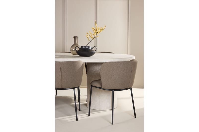 Matgrupp Narvik 100x200 cm Beige med 6st Edina Stolar Svart / Brun - Svart / Brun - Möbler - Matplats - Matgrupp & matbord med stolar