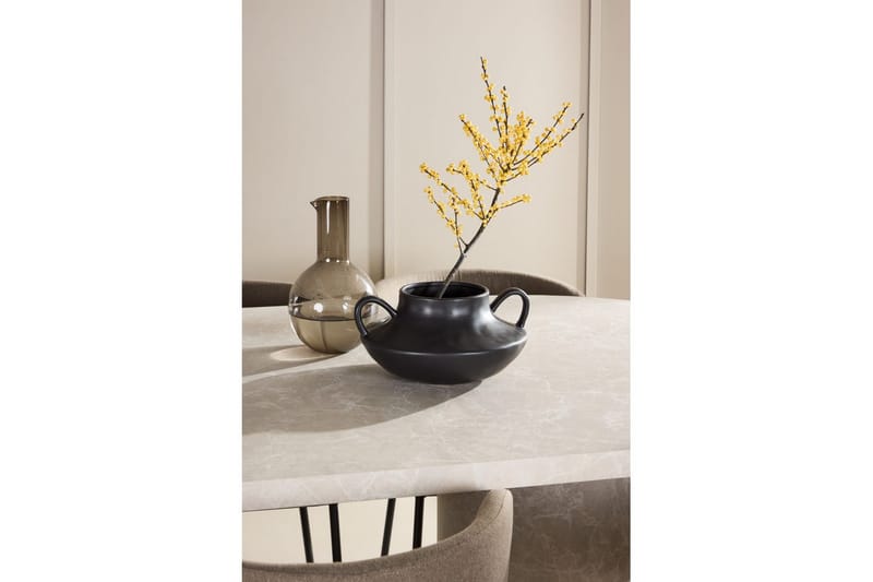 Matgrupp Narvik 100x200 cm Beige med 6st Edina Stolar Svart / Brun - Svart / Brun - Möbler - Matplats - Matgrupp & matbord med stolar