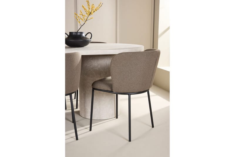 Matgrupp Narvik 100x200 cm Beige med 6st Edina Stolar Svart / Brun - Svart / Brun - Möbler - Matplats - Matgrupp & matbord med stolar