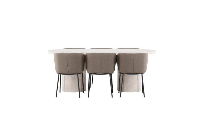Matgrupp Narvik 100x200 cm Beige med 6st Edina Stolar Svart / Brun - Svart / Brun - Möbler - Matplats - Matgrupp & matbord med stolar