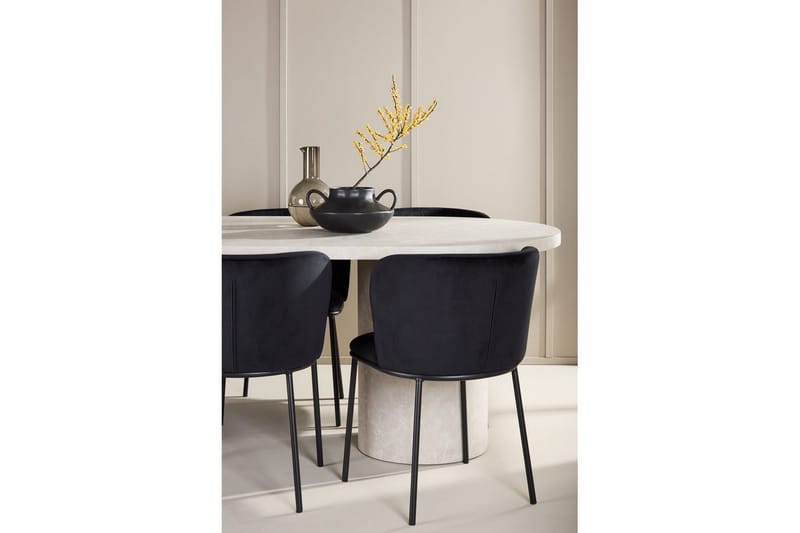 Matgrupp Narvik 100x200 cm Beige med 6st Edina Stolar Svart - Svart - Möbler - Matplats - Matgrupp & matbord med stolar