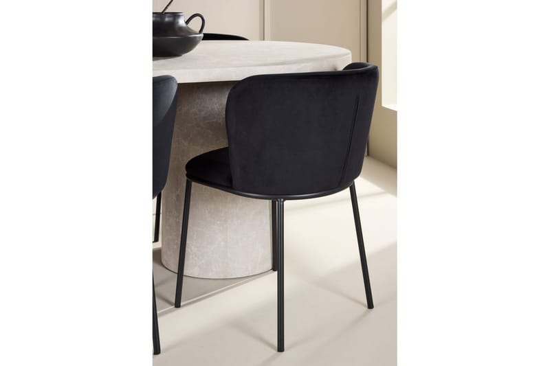 Matgrupp Narvik 100x200 cm Beige med 6st Edina Stolar Svart - Svart - Möbler - Matplats - Matgrupp & matbord med stolar