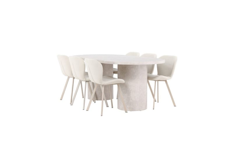 Matgrupp Narvik 100x200 cm Beige med 6st Lilja Stolar - Möbler - Matplats - Matgrupp & matbord med stolar