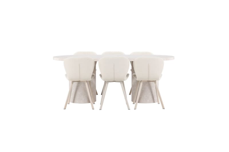 Matgrupp Narvik 100x200 cm Beige med 6st Lilja Stolar