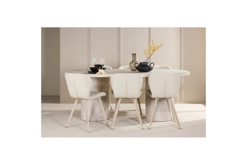 Matgrupp Narvik 100x200 cm Beige med 6st Lilja Stolar - Möbler - Matplats - Matgrupp & matbord med stolar