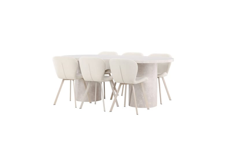 Matgrupp Narvik 100x200 cm Beige med 6st Lilja Stolar - Möbler - Matplats - Matgrupp & matbord med stolar