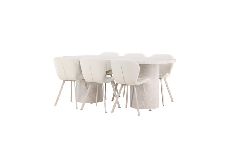 Matgrupp Narvik 100x200 cm Beige med 6st Lilja Stolar - Möbler - Matplats - Matgrupp & matbord med stolar