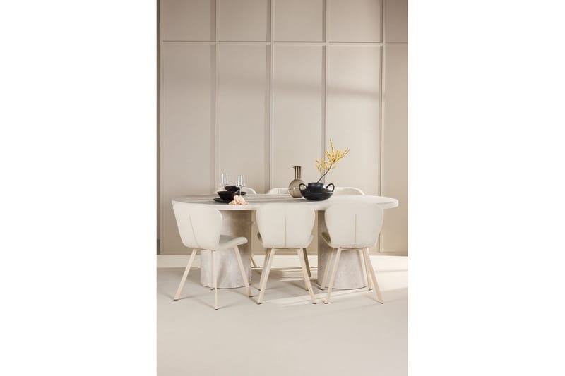Matgrupp Narvik 100x200 cm Beige med 6st Lilja Stolar - Möbler - Matplats - Matgrupp & matbord med stolar