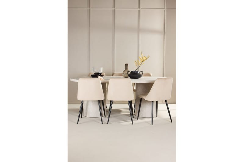 Matgrupp Narvik 100x200 cm Beige med 6st Night Stolar - Möbler - Matplats - Matgrupp & matbord med stolar